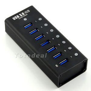 Hot Professional USB 3 0 7 Port Hub Power Adapter USB 3 0 Data Cable