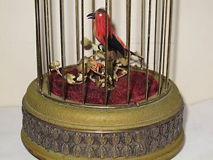 Antique Bird Cage Automaton Music Box Singing Bird Western Germany Vintage Nice