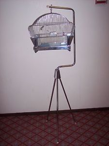 Vintage Metal Bird Cage Stand Reliance Canary Parakeet Small Bird