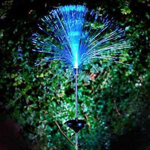 Outdoor Yard Solar Powered LED Color Changing Light Fiber Optic Night Lawn Lamp