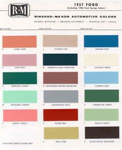 1957 Ford Paint Color Sample Chips Card Colors on PopScreen