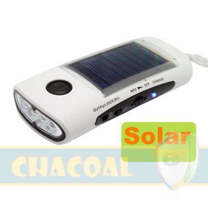 Electricity Generator Outdoor Camping Solar Sun Power LED Flashlight Torch Light