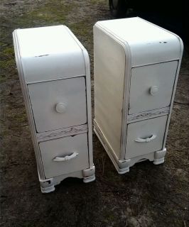 Stunning Pair of Shabby Nightstands Antique Hand Painted Chic Furniture