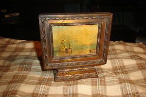 Vintage Table Oil Painting Print Carver Wood Frame Broyhill Premier Furniture
