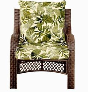 Premium Outdoor Patio Garden Wicker Deep Seat Chair Cushion Set Tropical Leaf