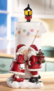 Kissing Mr Mrs Santa Claus Christmas Paper Towel Holder
