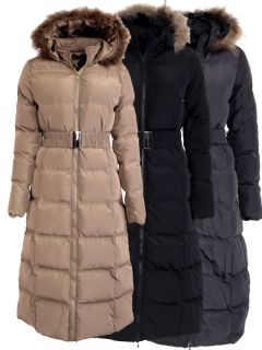 Womens Padded Puffer Shell Long Full Body Length Winter Jacket Coat Puffa