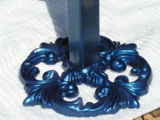Iron Paper Towel Holder Fleur D Lis Finial Heavy Custom Made USA Metallic Blue