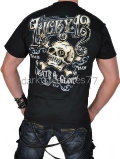 Lucky 13 Ye Olde 13 T Shirt Skull Tattoo Rockabilly Rock Punk Emo