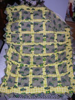 New Baby Quilt Made w John Deere Fabric Prairie Points