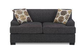 Ash Black Sectional Couch 3pc Sectional Loveseat Sofa Pillow Faux Linen Fabric