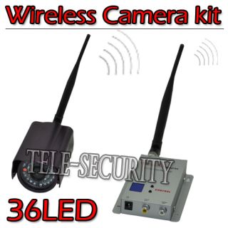 CCTV 36LED CCD Wireless Wired AV Color Camera Audio Video Receiver Security Kit