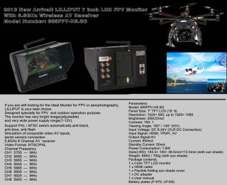 Lilliput 5 8GHz Wireless 7" TFT LCD FPV Screen Aerial Photography Monitor C300