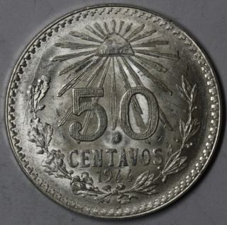 1944 Silver 50 Centavos Mexico Big Old Silver Coin