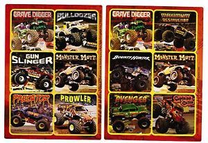 2 Sheets Monster Truck Stickers Grave Digger