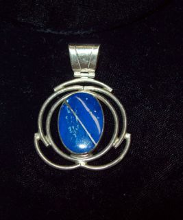 2 Pendants Vintage Lapiz Sterling Silver Turquoise Necklaces Medallion Native
