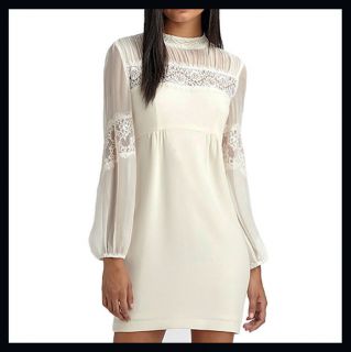 Nanette Lepore Lapore • Cream Chiffon Lace Ponderous Dress • 8 • • $298