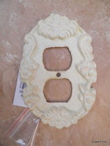 Cast Iron Electrical Plug Outlet Switch Plate Cover Antique White Single