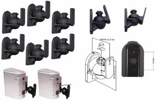 6 PC Set Pack Surround Sound Satellite Adjustable Wall Speaker Mount Brackets
