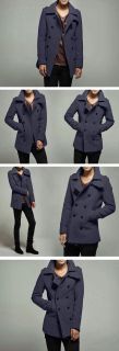 Men's Stylish Wool Trench Coat Winter Warm Long Jacket Peacoat Double Breasted