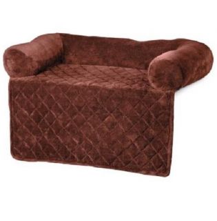 Small Plush Pet Furniture Cover with Bolster Machine Wash Brown Green or Cream