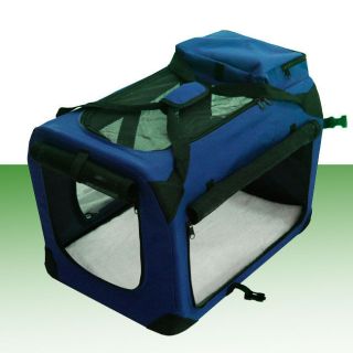 24" Portable Blue Pet Dog House Soft Crate Car Carrier