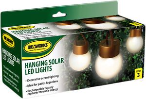 3 Hanging Solar LED Lights Pathway Garden Yard Deck Automatic Markers Ideaworks