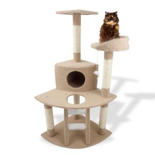 Cat Tree 47" Kitten Condo Furniture Scratching Post Pet House Brown Scratcher