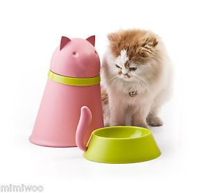 Qualy Houseware Pet Supplies Dog Cat Feeder Food Bowl Storage Kitty Pink