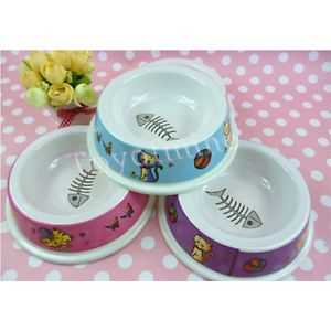 New Small Size Dog Puppy Cat Bowl Water Food Feeder Dishes Plastic Bowl