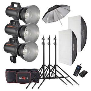 3X 300W 900W Studio Flash Lights Photo Strobe Lighting with Umbralla Softbox Kit