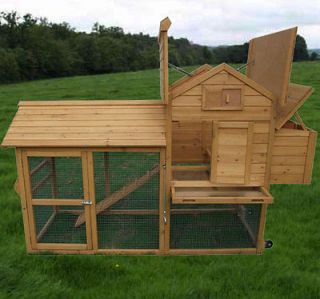 Pawhut Deluxe Portable Wood Chicken Coop Backyard Hen House Tractor w ...