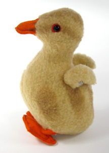 RARE Steiff Vintage Hard Stuffed Button Duck Chicken Chicks Animal Wood Wool