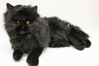 Black Cat Lying Stuffed Soft Plush Toy 'Onyx' New