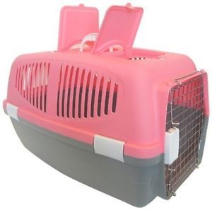 New Small Plastic Carrier for Small Dog Cat Animals Pink Travel Air Food Storage