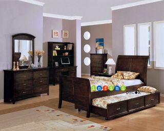 Children Twin Size Trundle Bed Set Kid Boy Bedroom Girl