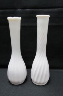 White Milk Glass Bud Flower Vases Wedding Shower Vintage Lot 15 LG SM Hobnail