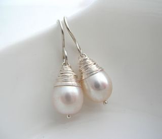 ivory pearl bridal earrings by sarah hickey bride