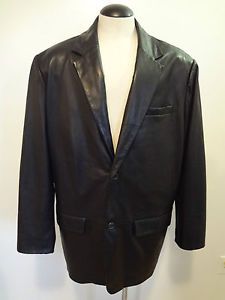 Roundtree Yorke Black Lambskin Leather Lined Blazer Jacket Coat 3X Tall 3XTNEW