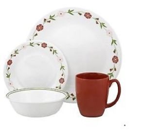 Corelle Contour Pink Dinnerware Set Service 4 Dishes Plates Mugs Cups Tableware