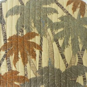 Tommy Bahama Palm Tree Leaf Full Queen Quilt Tropical Beach Cottage Brown Tan
