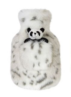 mini hot water bottle in super soft fur with an adorable little toy