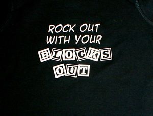 Funny Cute Baby Shower Gift Bib Free USA Shipping Rock Out with Your Blocks Out