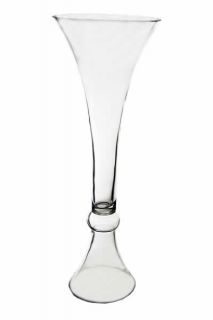 Glass Trumpet Pilsner Vases Mirror Style Clear 27"H Wedding Centerpieces