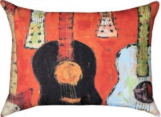 Guitars "Strung Up" Instrument Pattern Indoor Outdoor Pillow Climaweave USA New