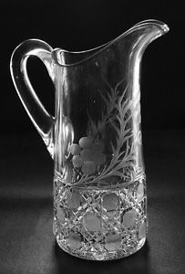 EAPG McKee Glass Water Pitcher English Cane Pattern