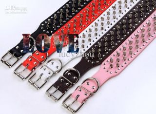 Spiked Studded Dog Collar Dog Collars and Leashes Pink Leather Dog Collar Rivet