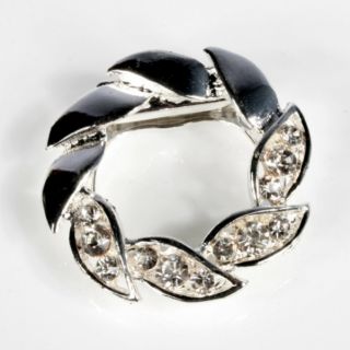Ladies Silver Diamante Crystal Flower Brooch Scarf Clip