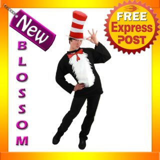 C716 Cat in The Hat Dr Seuss Fancy Dress Halloween Costume Men Womens
