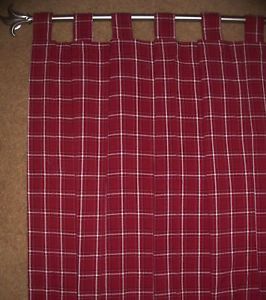 New 84"Tab Country Window Curtains Drapes Panel Red Beige Alex Plaid Lichtenberg